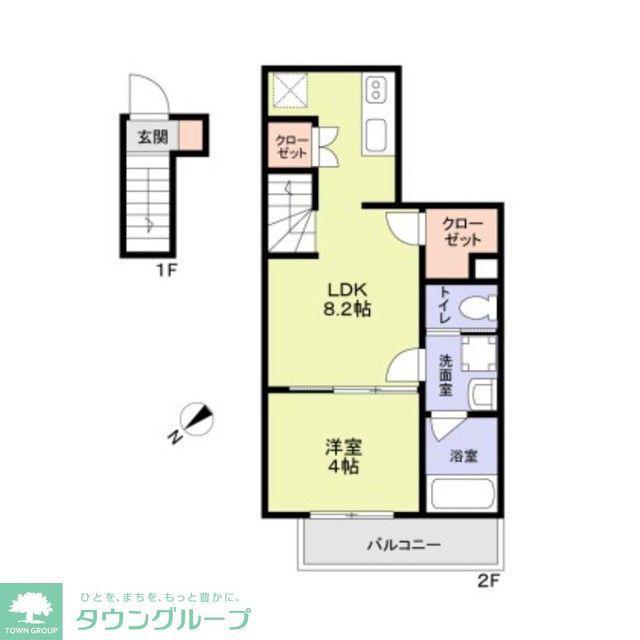 WOODCREST沼袋RESIDENCE(1LDK/2階)の間取り写真