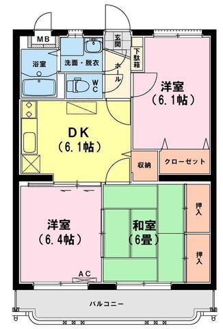 ユーミーいちまるIII(3DK/4階)の間取り写真