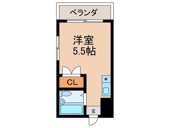 コスモパレス六甲(ワンルーム/2階)の間取り写真