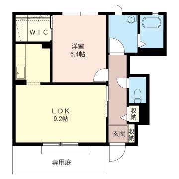 SHM ラフィネ B(1LDK/1階)の間取り写真