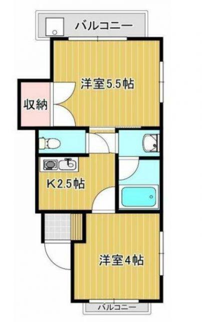マリアルーサ古ヶ鶴(2K/2階)の間取り写真