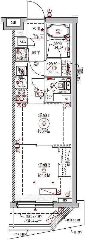 クレイシアIDZ中野鷺宮(2K/3階)の間取り写真