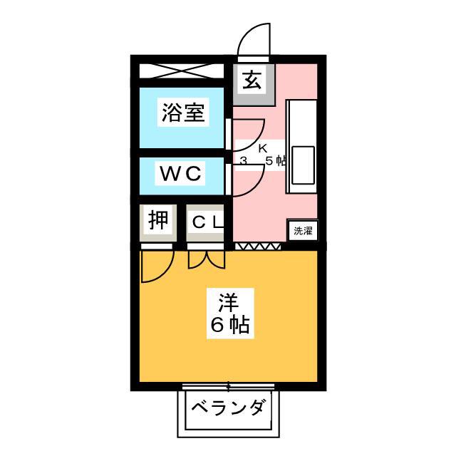 荒屋ハイツ一ノ瀬(1K/3階)の間取り写真