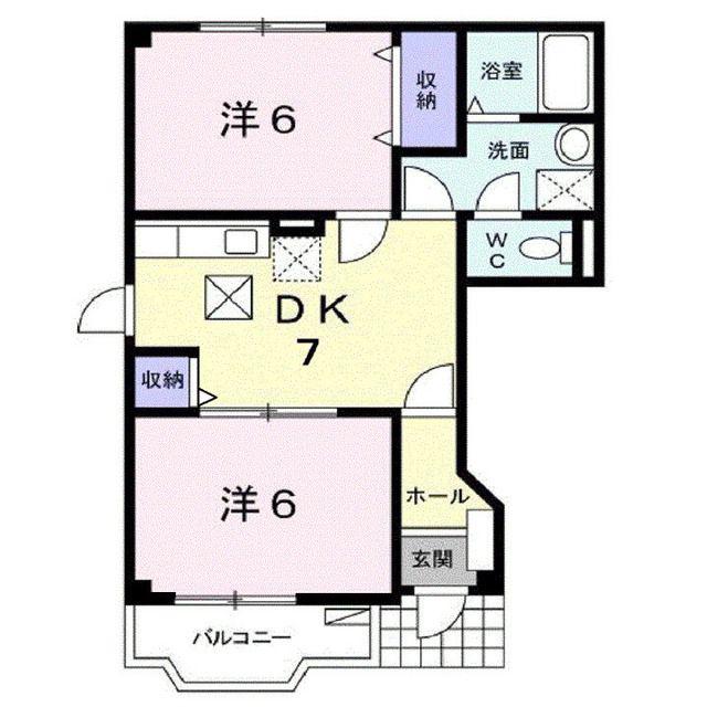 レジダンス同夢B(2DK/1階)の間取り写真