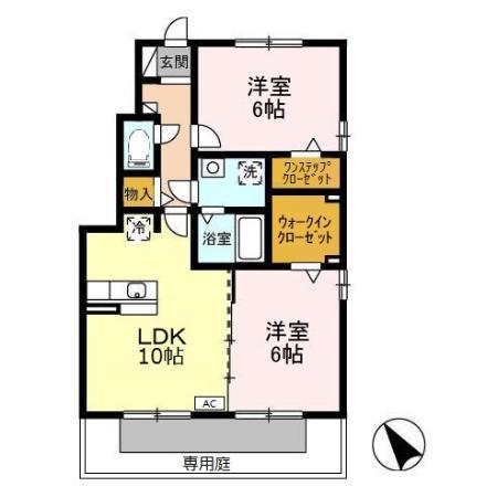 エム・セジュール(2LDK/1階)の間取り写真