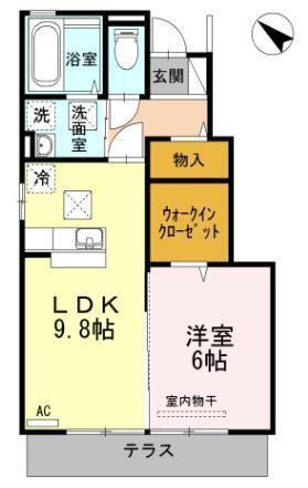 リリア 弐番館(1LDK/1階)の間取り写真