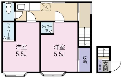 サンリブ大宮(2K/2階)の間取り写真
