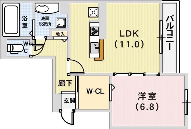 KITANO COLN(1LDK/1階)の間取り写真