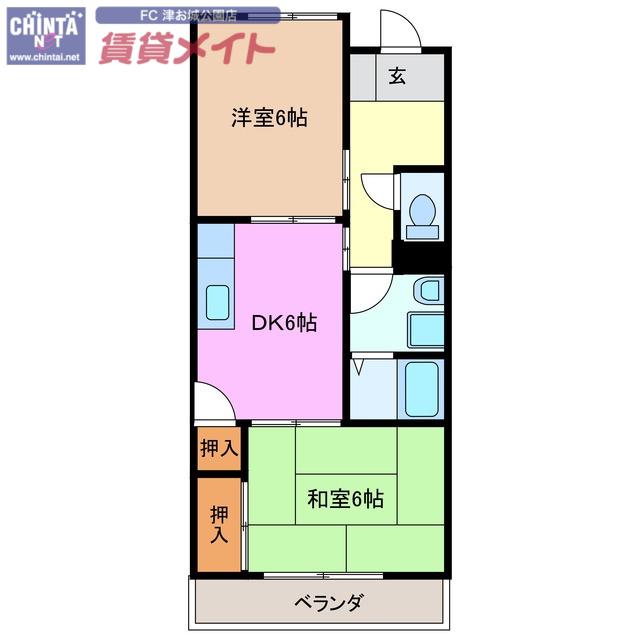 ハイツサンシャイン(2DK/2階)の間取り写真