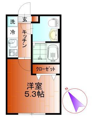 京成本線 京成小岩駅 徒歩5分 3階建 築7年(1K/1階)の間取り写真