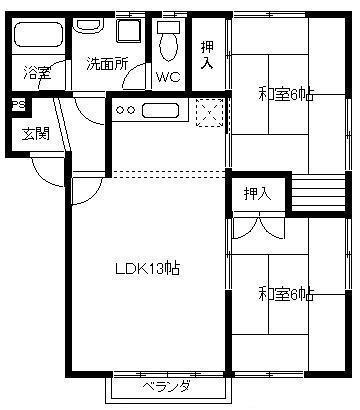 キャッスルタウンA (2LDK/1階)の間取り写真