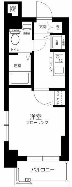 クレアシオン門前仲町(1K/2階)の間取り写真