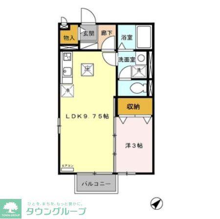 モナリエ飯泉(1LDK/1階)の間取り写真