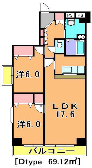 パラシオ(2LDK/9階)の間取り写真