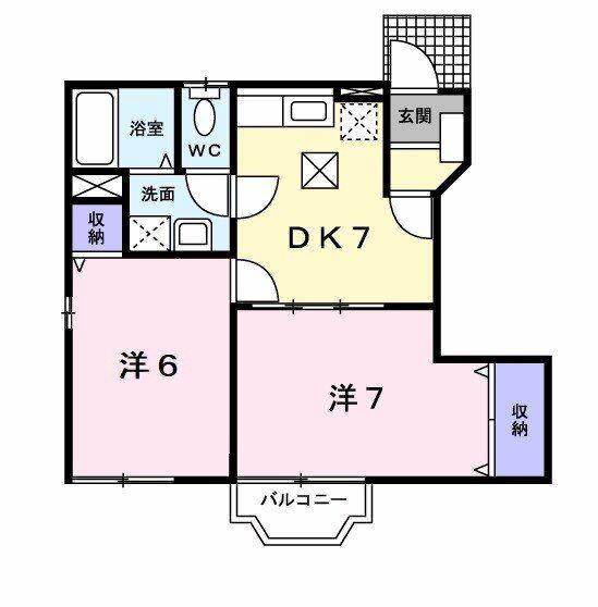 フレスコ モルティ(2DK/1階)の間取り写真