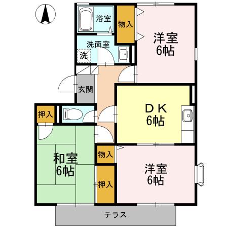 アートオブライフ(3DK/1階)の間取り写真