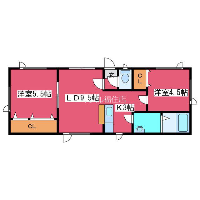 OS月寒東(2LDK/2階)の間取り写真