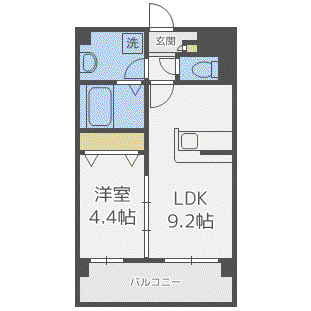 ルオーレ大橋(1LDK/2階)の間取り写真