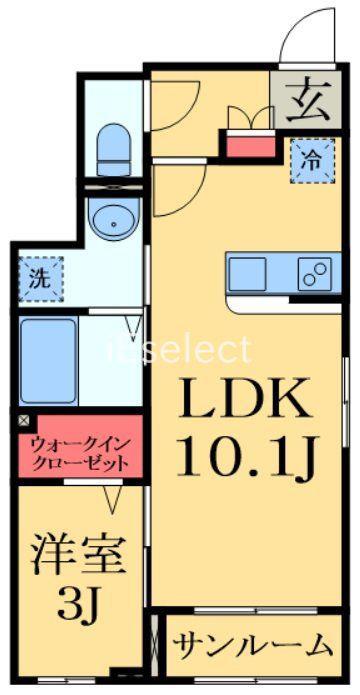 サニーハウスII(1LDK/1階)の間取り写真