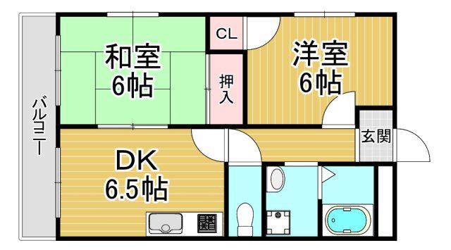エントピアハイムS(2DK/2階)の間取り写真