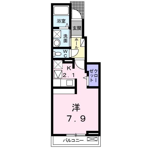 グレイスヒル(1K/1階)の間取り写真