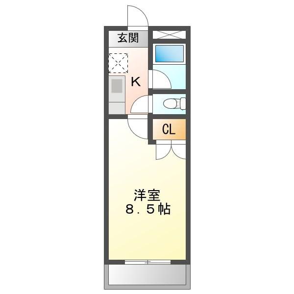 コーポノリクラ A棟(1K/2階)の間取り写真