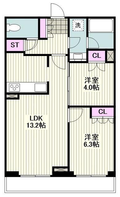 SDレジデンス川崎(2LDK/2階)の間取り写真