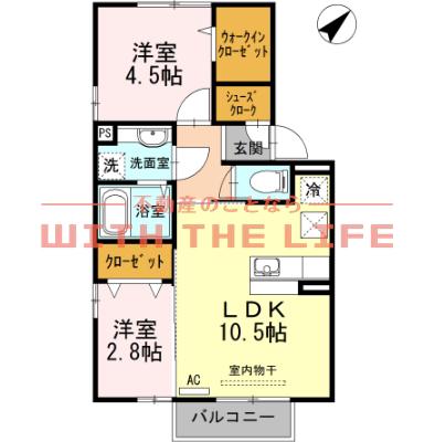 ウィン・レーベンII(2LDK/1階)の間取り写真
