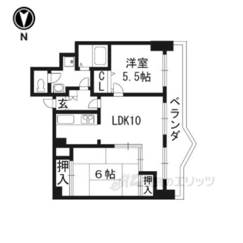 四条大宮シャトー朝日(2LDK/10階)の間取り写真