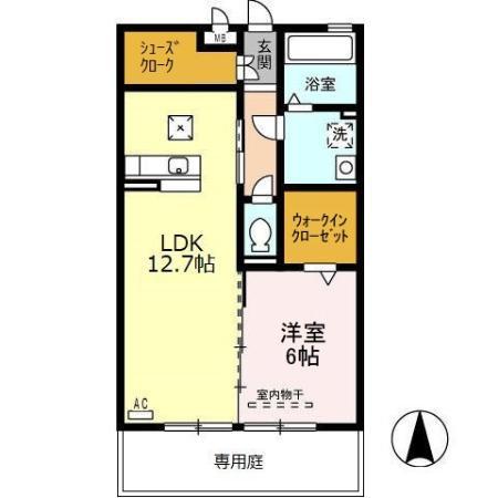 グランコート(1LDK/1階)の間取り写真