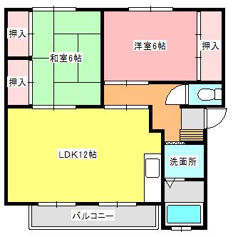 リバティエルセーヌ(2LDK/2階)の間取り写真
