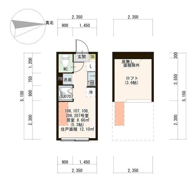 AZUR 井荻 IOT 独洗 階段 100あり(ワンルーム/1階)の間取り写真