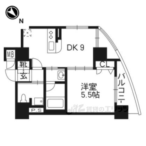 エステムプラザ京都河原町通2レジデンシャ(1LDK/4階)の間取り写真