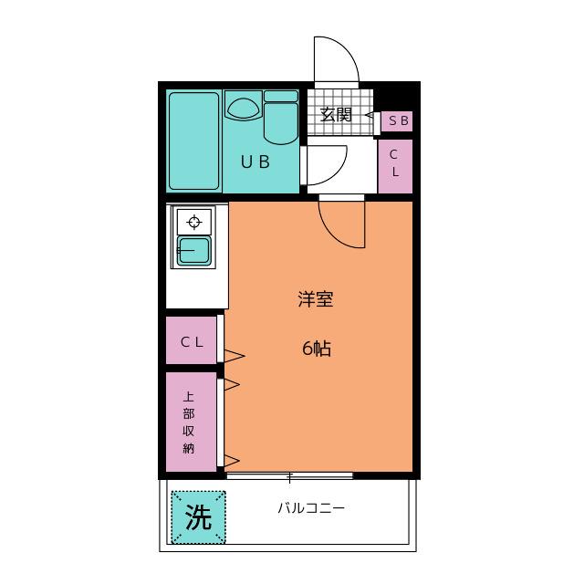 信開セルーラ桜丘(ワンルーム/1階)の間取り写真