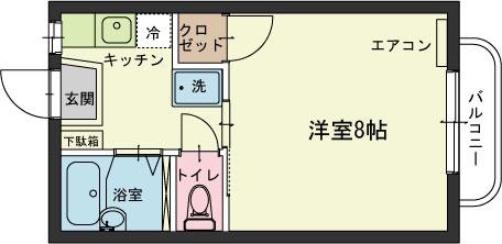 カーサひだに(1K/1階)の間取り写真