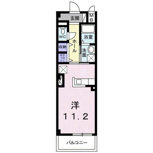 クラールハウス(ワンルーム/2階)の間取り写真