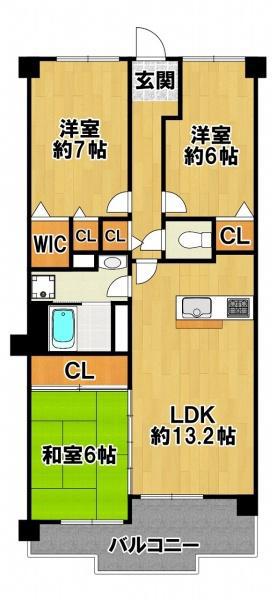 アミル21カトレア館(3LDK/11階)の間取り写真