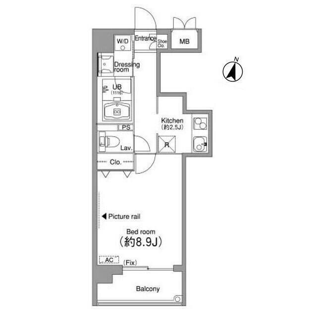 NIKKO APARTMENT HOUSE 部屋番号404(1K/4階)の間取り写真