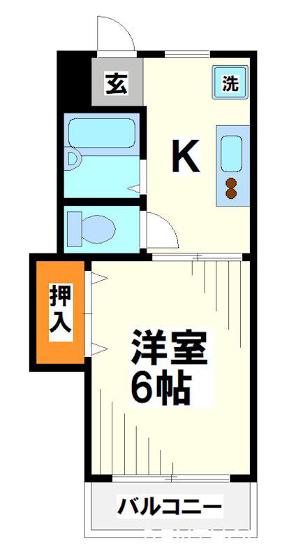 アトラス調布(1K/2階)の間取り写真