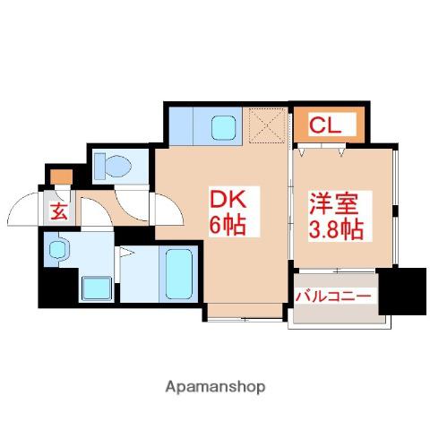 さくらヒルズ千日町(1DK/8階)の間取り写真
