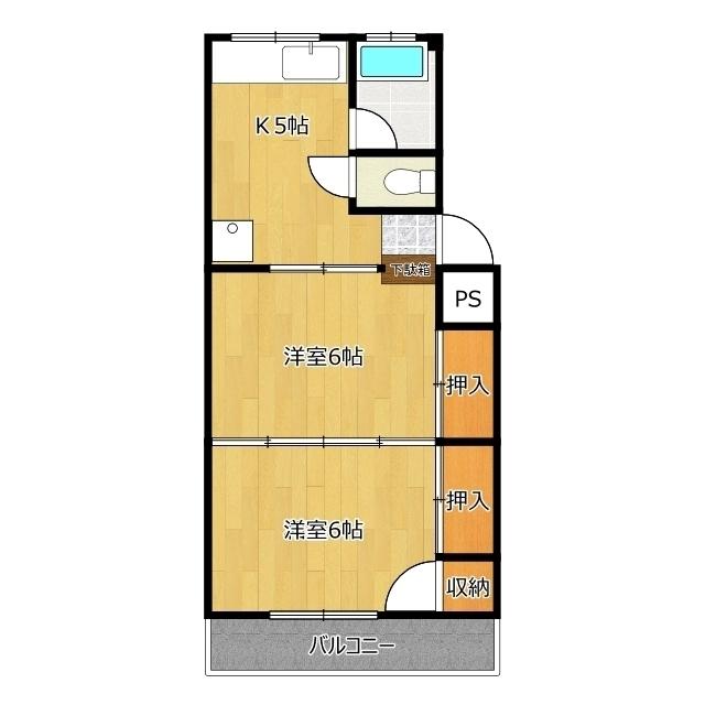 竹谷マンション(2K/3階)の間取り写真