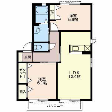 サンソレイユ(2LDK/2階)の間取り写真