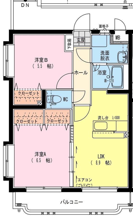 レザンス波島(2LDK/3階)の間取り写真