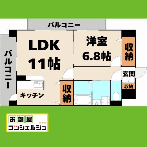 グランシャリオ覺王山(1LDK/7階)の間取り写真