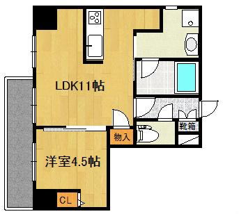 BUENA万代1丁目(1LDK/3階)の間取り写真