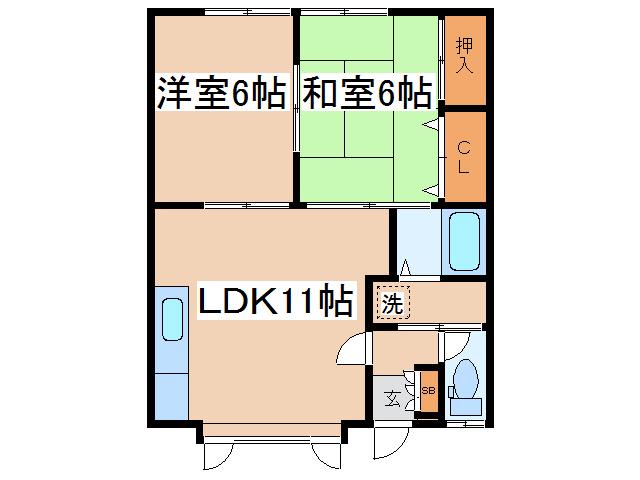 はまなすマンション参番(2LDK/1階)の間取り写真