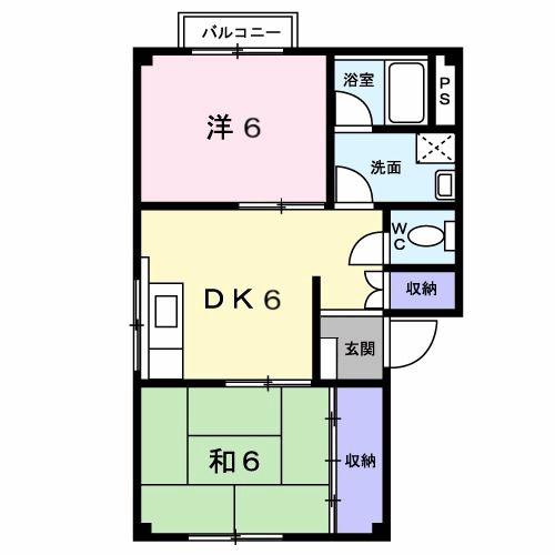 シティハイツ西本B(2DK/2階)の間取り写真