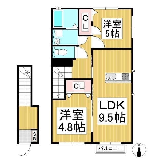 ハイムメゾンアイル(2LDK/2階)の間取り写真