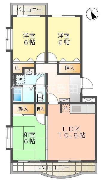 シャンポール青木(3LDK/2階)の間取り写真