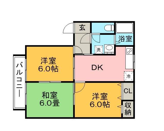 ディアスSAKAE(3DK/2階)の間取り写真